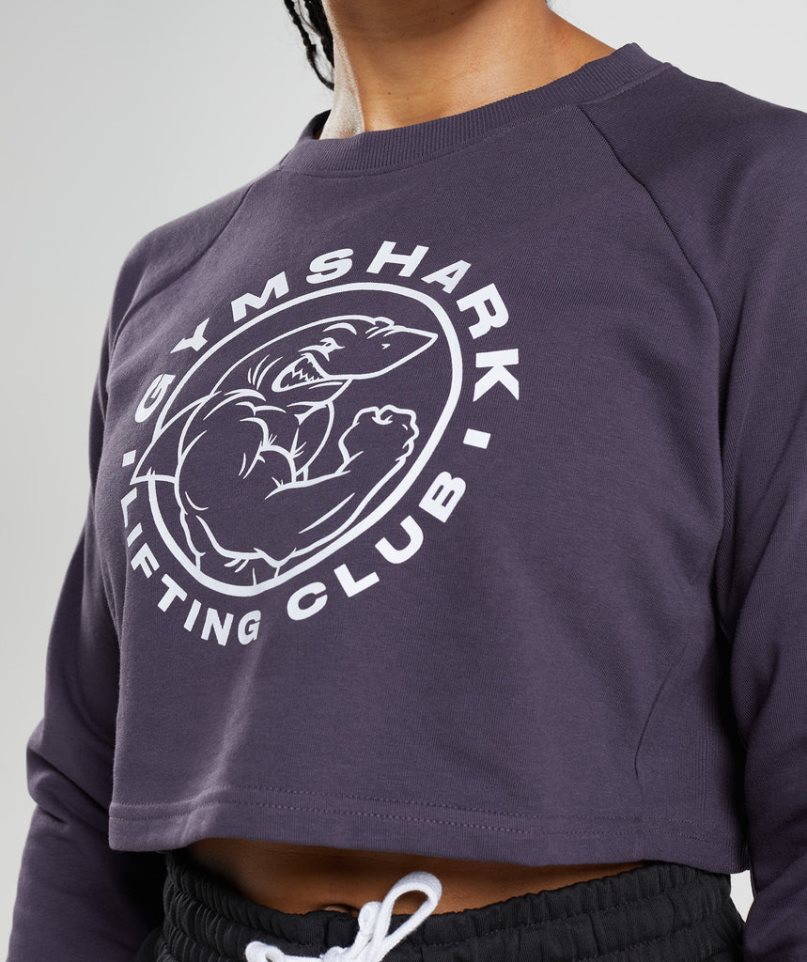 Women's Gymshark Legacy Cropped Sweatshirts Purple | NZ 6UTRDC